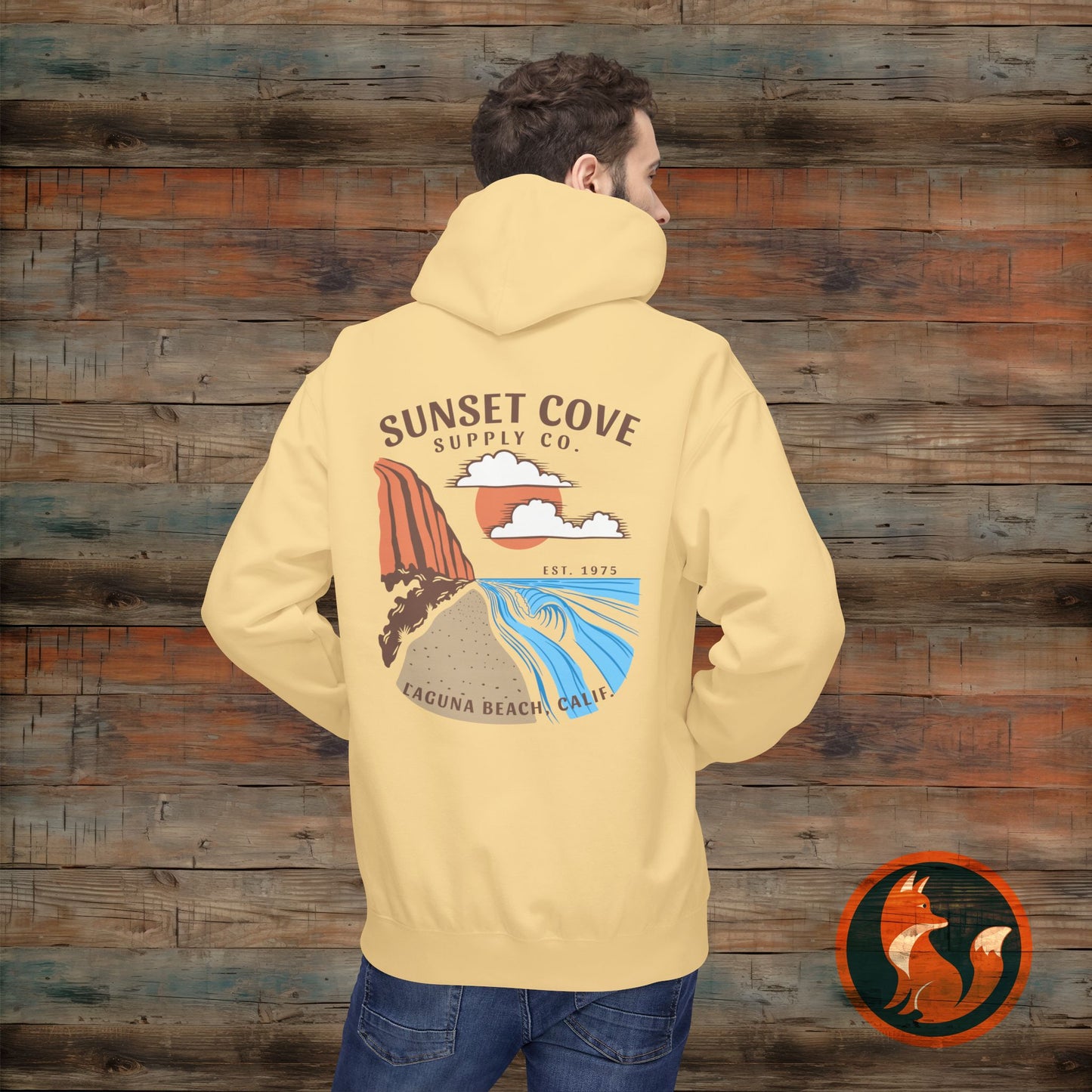 Laguna Beach Sunset Hoodie, Cozy Beachwear, Gift for Him/Her, Summer Apparel, Trendy Fleece