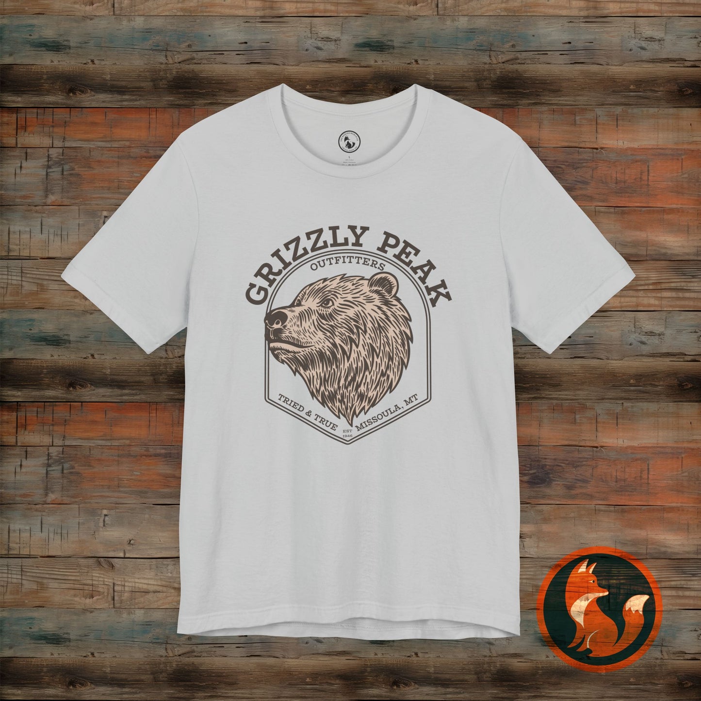 Grizzly Peak Unisex Short Sleeve Tee - Nature Lover's Graphic T-Shirt - Outdoor Adventure, Camping, Hiking Gift, Funny Wildlife Tee