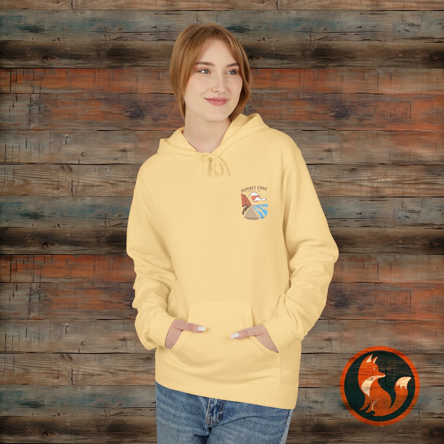 Laguna Beach Sunset Hoodie, Cozy Beachwear, Gift for Him/Her, Summer Apparel, Trendy Fleece