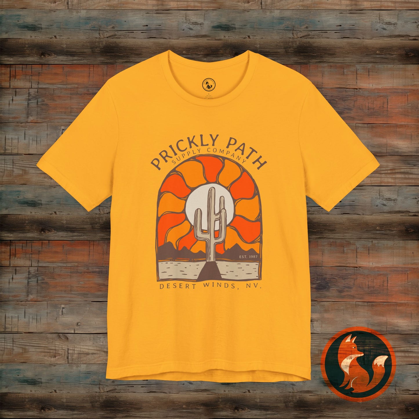 Desert Sunset T-Shirt, Prickly Path Tee, Unisex Graphic Shirt, Outdoor Adventure Apparel, Casual Summer Style