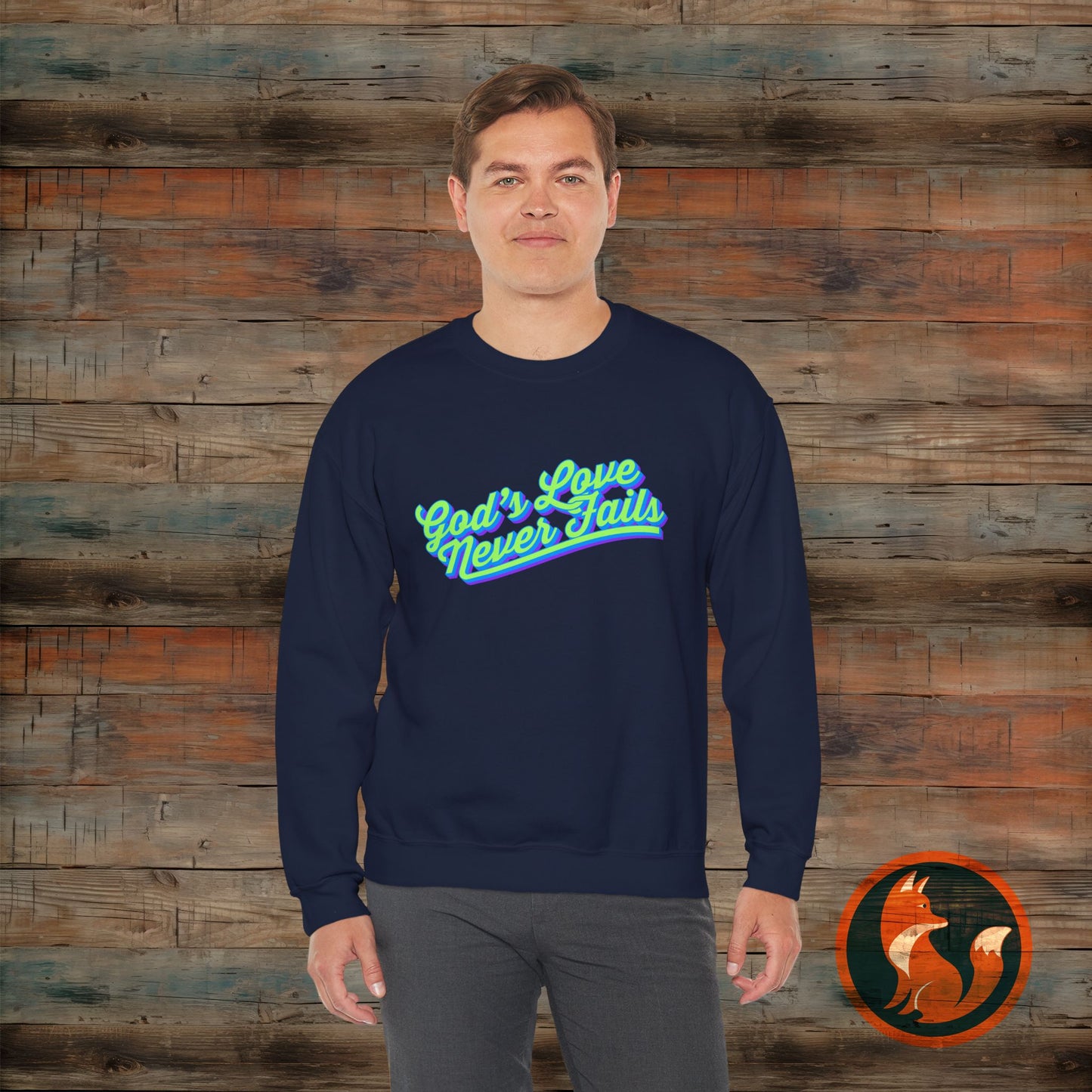 God's Love Never Fails Sweatshirt, Unisex Crewneck Sweater for Faith, Comfortable Gift for Christian Holidays, Inspirational Apparel