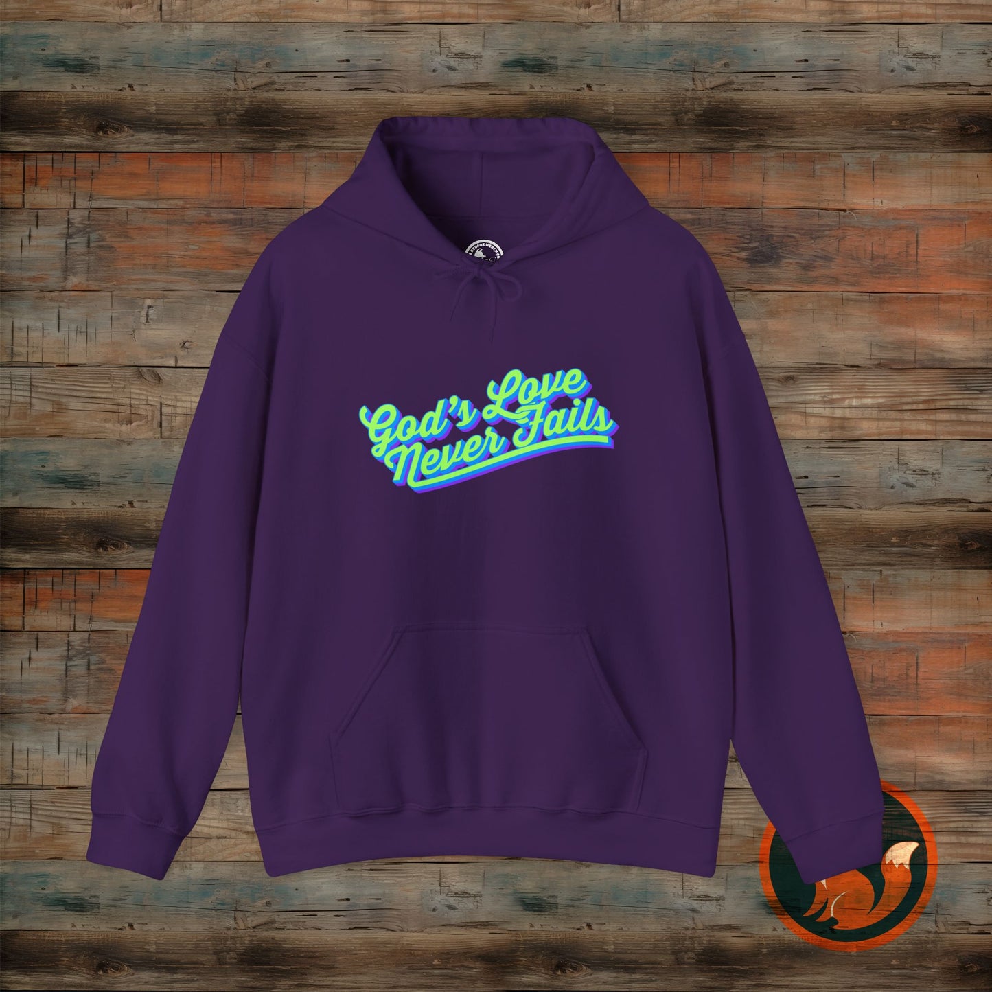 God's Love Never Fails Hoodie - Cozy Christian Sweatshirt for Faith & Inspiration, Perfect Gift for Holidays, Birthdays, and Faith Events