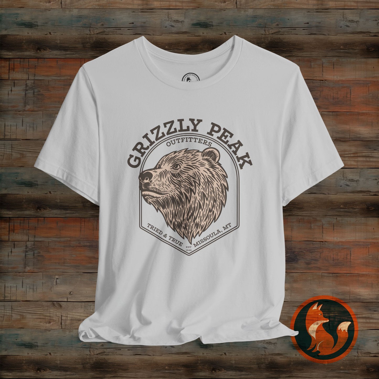 Grizzly Peak Unisex Short Sleeve Tee - Nature Lover's Graphic T-Shirt - Outdoor Adventure, Camping, Hiking Gift, Funny Wildlife Tee