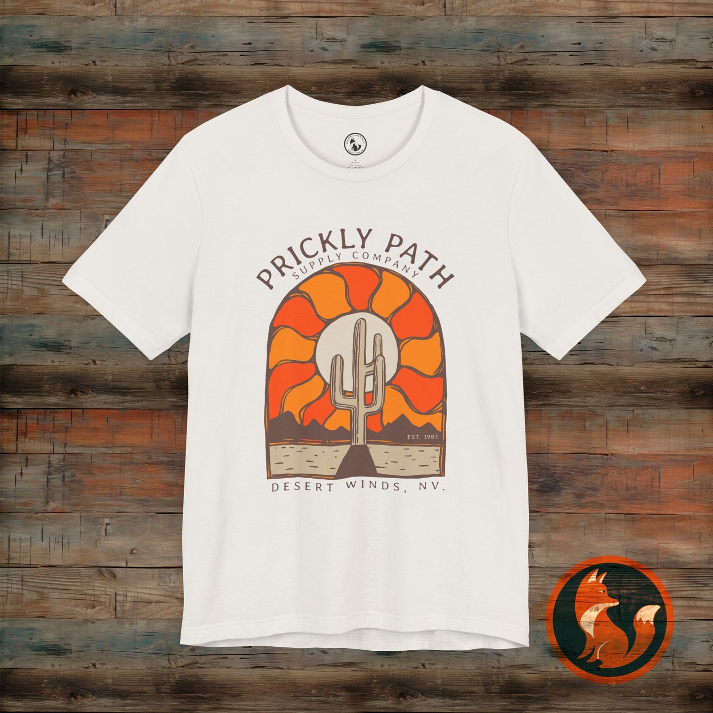 Desert Sunset T-Shirt, Prickly Path Tee, Unisex Graphic Shirt, Outdoor Adventure Apparel, Casual Summer Style