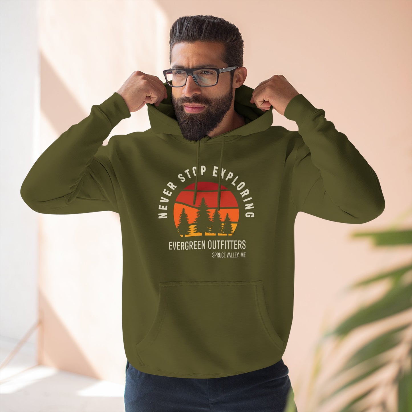 Explore More: Cozy Three-Panel Fleece Hoodie, Adventure Sweatshirt, Outdoor Gift, Travel Apparel, Nature Lovers Hoodie