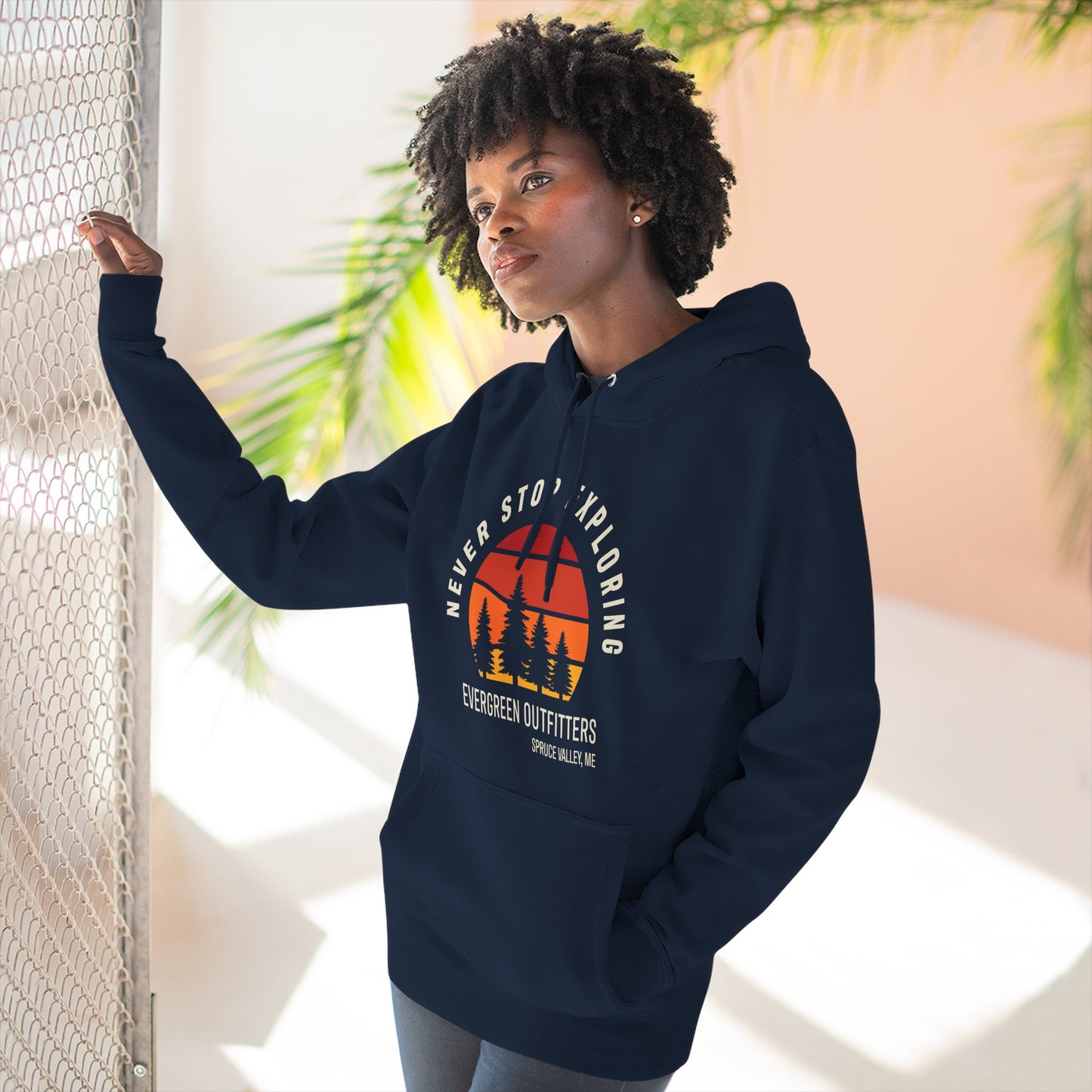 Explore More: Cozy Three-Panel Fleece Hoodie, Adventure Sweatshirt, Outdoor Gift, Travel Apparel, Nature Lovers Hoodie