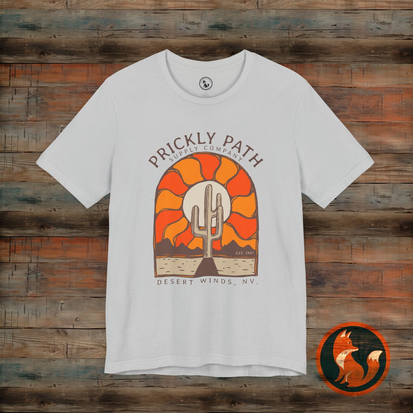 Desert Sunset T-Shirt, Prickly Path Tee, Unisex Graphic Shirt, Outdoor Adventure Apparel, Casual Summer Style
