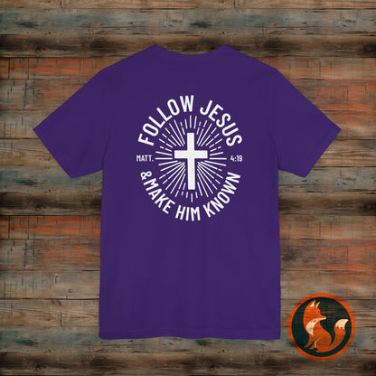 Faith-Inspired Unisex Tee - Follow Jesus Design, Christian Apparel, Inspirational Shirt, Gift for Believers, Religious Tee