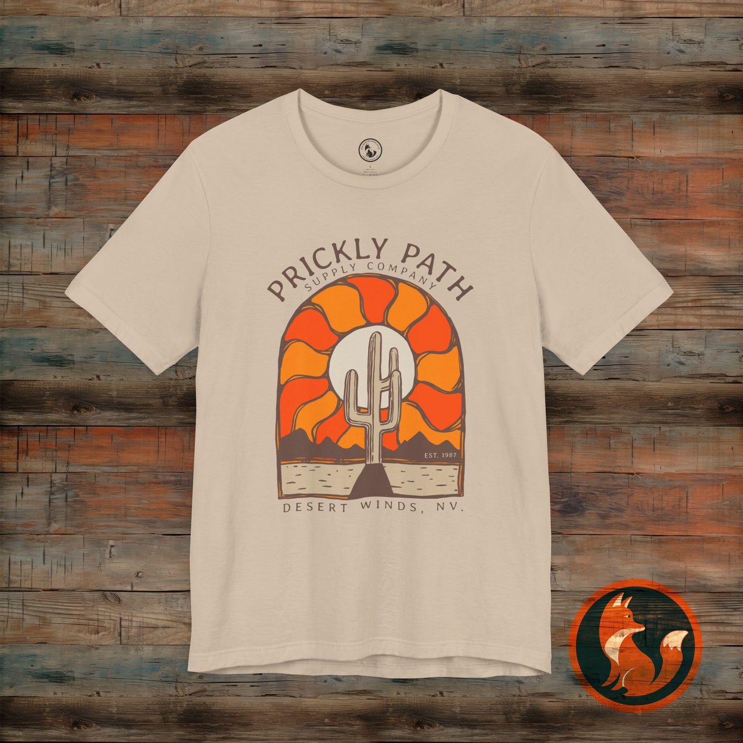 Desert Sunset T-Shirt, Prickly Path Tee, Unisex Graphic Shirt, Outdoor Adventure Apparel, Casual Summer Style