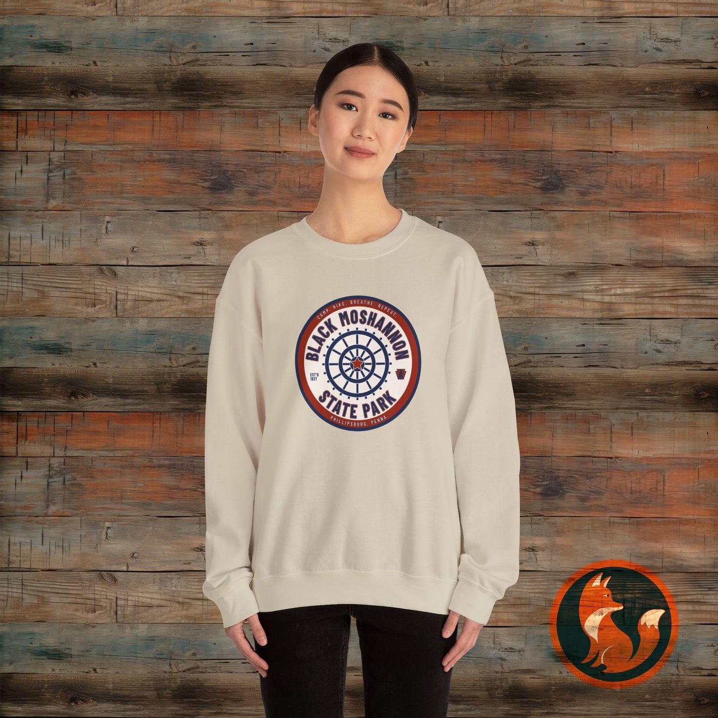 Unisex Heavy Blend™ Crewneck Sweatshirt - Vintage Black Moshanon State Park Design, Outdoor Adventure Wear, Perfect Gift for Nature [...]