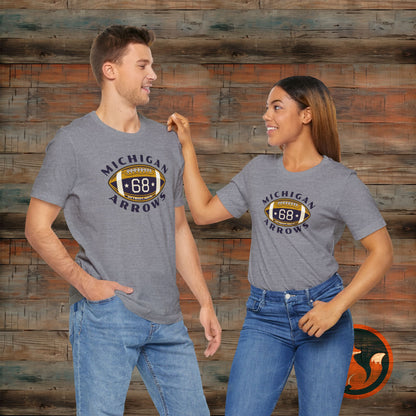 Vintage Michigan Arrows Football Tee, Unisex Classic Sports Shirt, Gift for Him, Casual Wear, Fall Game Day Shirt