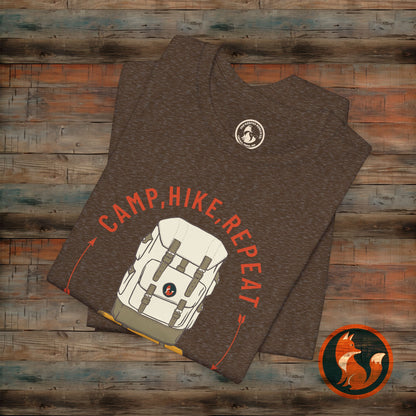 Outdoor Adventure Tee - Camp Hike Repeat, Unisex T-Shirt, Nature Lover Gift, Hiking Shirt, Summer Wardrobe Essential, Camping Apparel