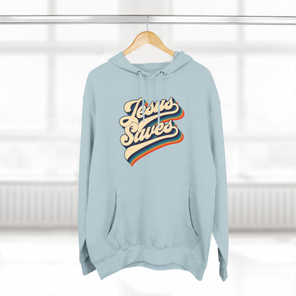 Vintage Jesus Saves Fleece Hoodie, Cozy Religious Sweatshirt, Faith-based Gift, Winter Wardrobe Essential, Perfect for Church Events