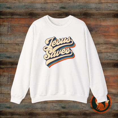 Jesus Saves Crewneck Sweatshirt | Cozy Unisex Pullover | Faith-Inspired Apparel | Perfect for Church, Gifts, Everyday Wear, Casual Style