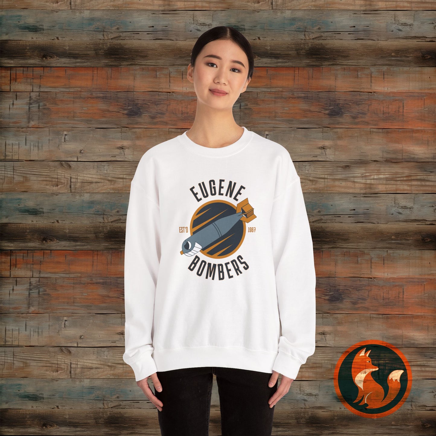 Eugene Bombers Crewneck Sweatshirt - Cozy, Unisex, Sports Apparel, Ideal for Team Spirit, Casual Wear, Gifts for Fans