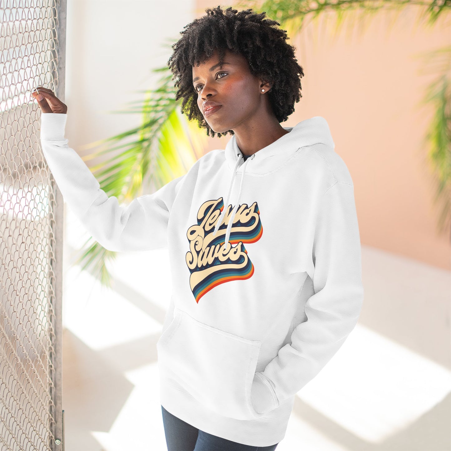 Vintage Jesus Saves Fleece Hoodie, Cozy Religious Sweatshirt, Faith-based Gift, Winter Wardrobe Essential, Perfect for Church Events