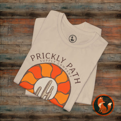 Desert Sunset T-Shirt, Prickly Path Tee, Unisex Graphic Shirt, Outdoor Adventure Apparel, Casual Summer Style