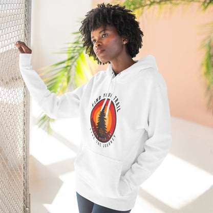 Adventure-Inspired Fleece Hoodie with Retro Design, Cozy Layer for Nature Lovers, Perfect for Hiking, Camping, Travel, Gifts