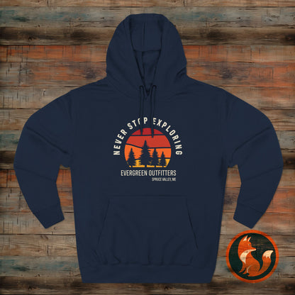Explore More: Cozy Three-Panel Fleece Hoodie, Adventure Sweatshirt, Outdoor Gift, Travel Apparel, Nature Lovers Hoodie