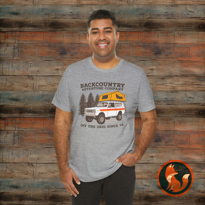 Backcountry Adventure Company Tee, Vintage Camping Shirt, Outdoor Enthusiast Gift, Unisex Graphic Tee, Travel Lover Apparel