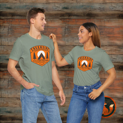 Creekside Camping Unisex Tee - Adventure Vibes, Outdoor Excursions, Nature Lover Gift, Summer Campwear, Hiking Apparel, Travel Shirt