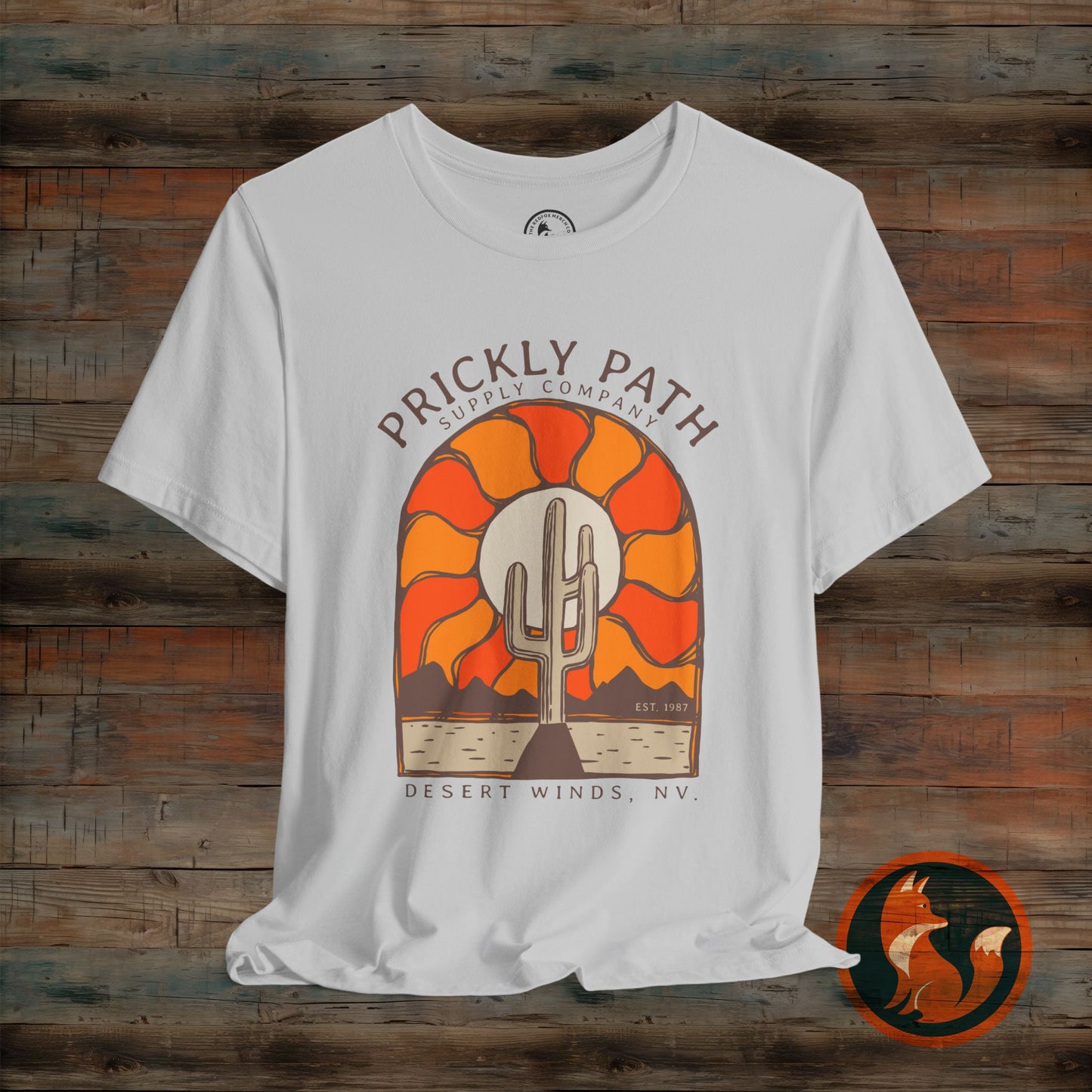 Desert Sunset T-Shirt, Prickly Path Tee, Unisex Graphic Shirt, Outdoor Adventure Apparel, Casual Summer Style