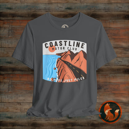 Coastline Motor Club Tee, Vintage Travel Shirt, Summer Vacation Apparel, Road Trip T-shirt, Adventure Gift Idea