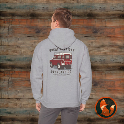 Great American Overland Hoodie - Adventure Sweater for Road Trips, Travel Gift, Outdoor Activities, Vintage Style, Camping Apparel