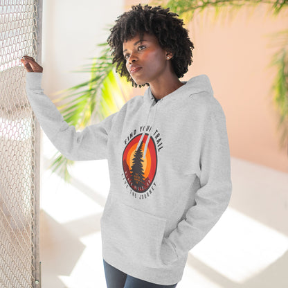 Adventure-Inspired Fleece Hoodie with Retro Design, Cozy Layer for Nature Lovers, Perfect for Hiking, Camping, Travel, Gifts