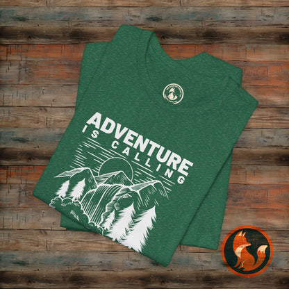 Adventure Is Calling Unisex Tee | Perfect for Outdoor Lovers, Camping, Hiking, Travel, Gifts