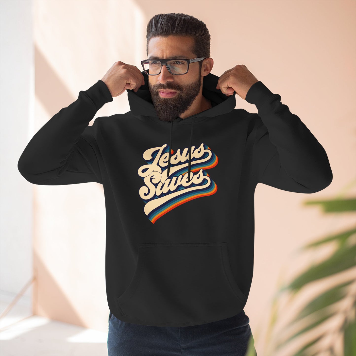 Vintage Jesus Saves Fleece Hoodie, Cozy Religious Sweatshirt, Faith-based Gift, Winter Wardrobe Essential, Perfect for Church Events
