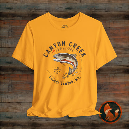 Canyon Creek Vintage Fishing Tee, Unisex Casual Shirt, Outdoor Adventure Apparel, Gift for Anglers, Nature Lover's Tee