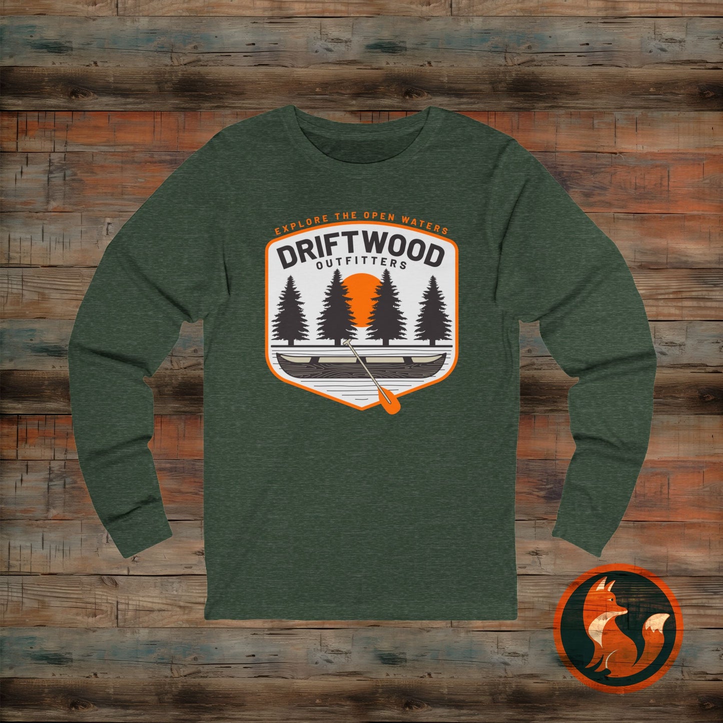 Drift Wood Outfitters Long Sleeve Tee - Unisex Outdoorsy Shirt for Nature Lovers, Camping, Fishing, Hiking, Gift for Adventurers