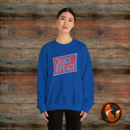 Unisex Crewneck Sweatshirt - Grace and Peace, Cozy Gift, Inspirational Apparel, Fall Fashion, Everyday Wear, Relaxed Style
