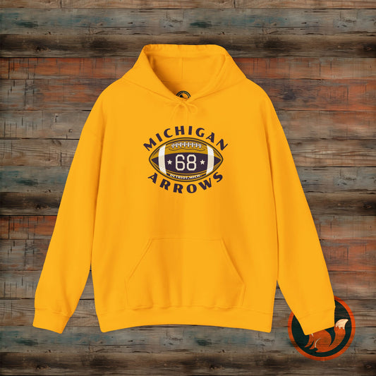 Michigan Arrows Football Hooded Sweatshirt, Unisex Hoodie, Sportswear, Athletic Gift, Casual Wear, Team Spirit Apparel