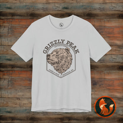 Grizzly Peak Unisex Short Sleeve Tee - Nature Lover's Graphic T-Shirt - Outdoor Adventure, Camping, Hiking Gift, Funny Wildlife Tee