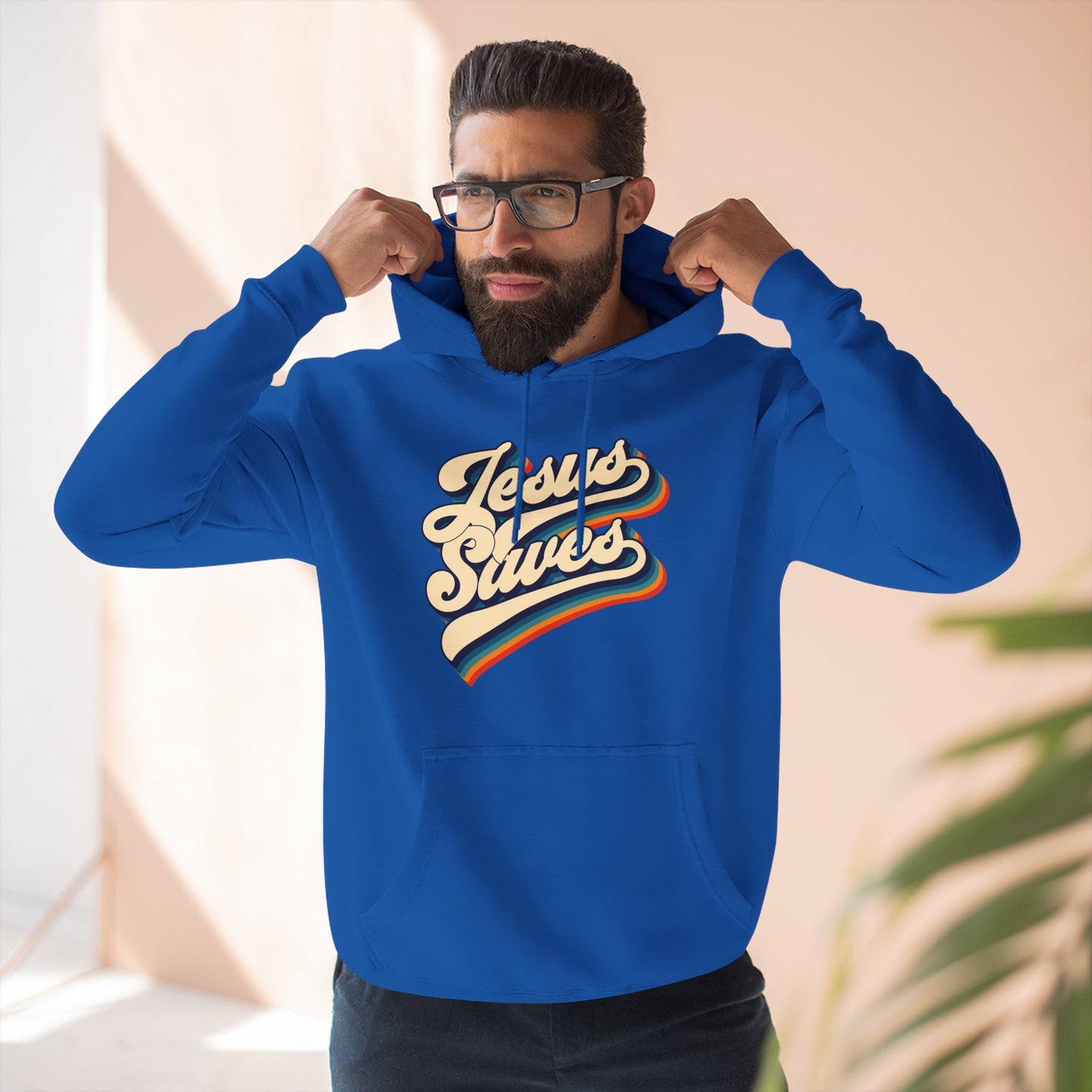Vintage Jesus Saves Fleece Hoodie, Cozy Religious Sweatshirt, Faith-based Gift, Winter Wardrobe Essential, Perfect for Church Events