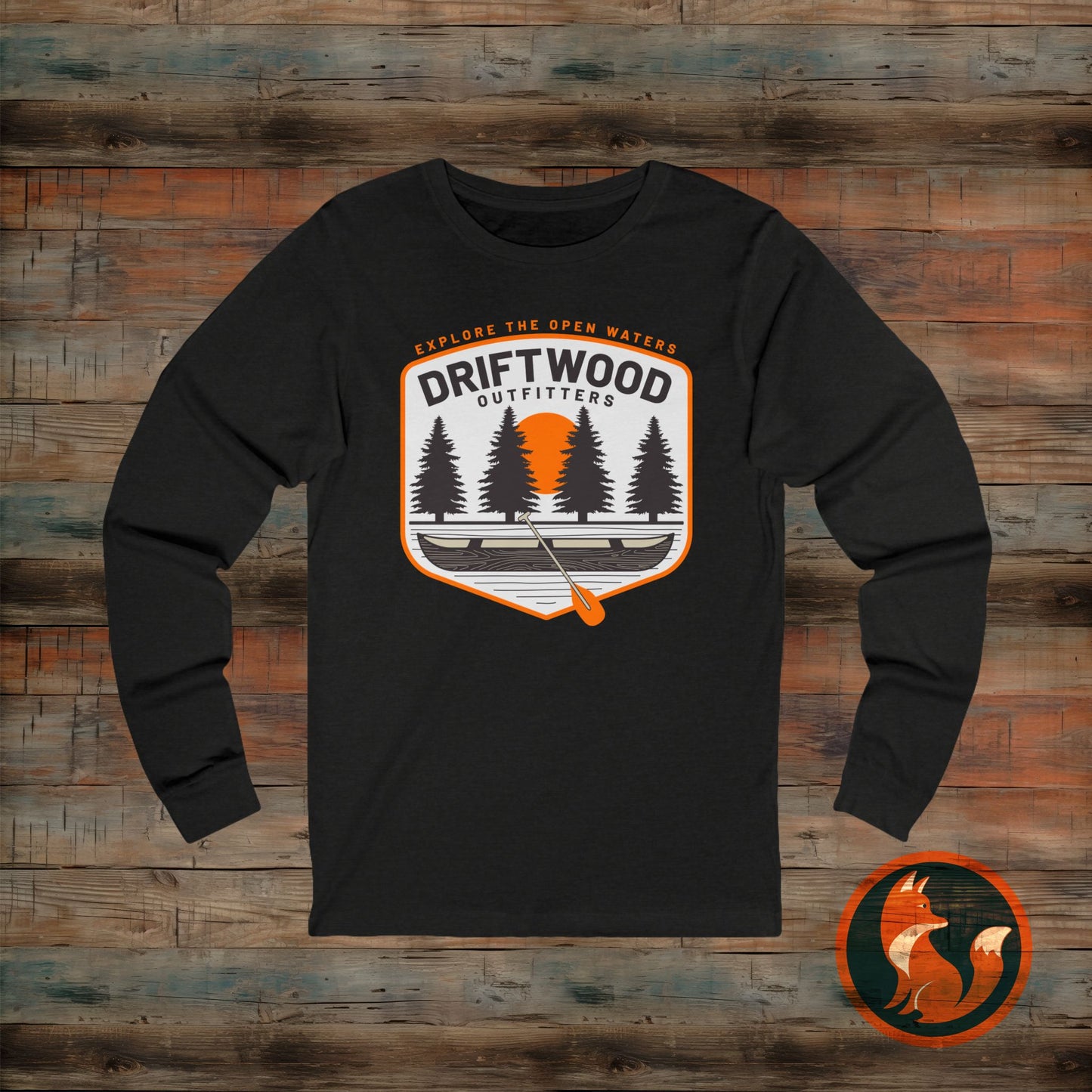 Drift Wood Outfitters Long Sleeve Tee - Unisex Outdoorsy Shirt for Nature Lovers, Camping, Fishing, Hiking, Gift for Adventurers