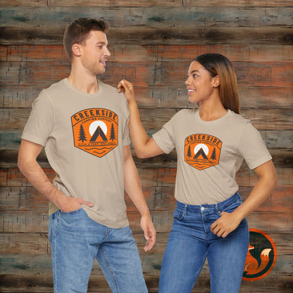 Creekside Camping Unisex Tee - Adventure Vibes, Outdoor Excursions, Nature Lover Gift, Summer Campwear, Hiking Apparel, Travel Shirt