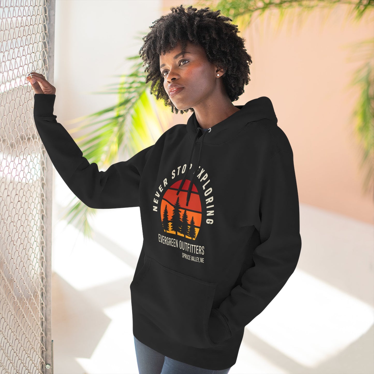 Explore More: Cozy Three-Panel Fleece Hoodie, Adventure Sweatshirt, Outdoor Gift, Travel Apparel, Nature Lovers Hoodie