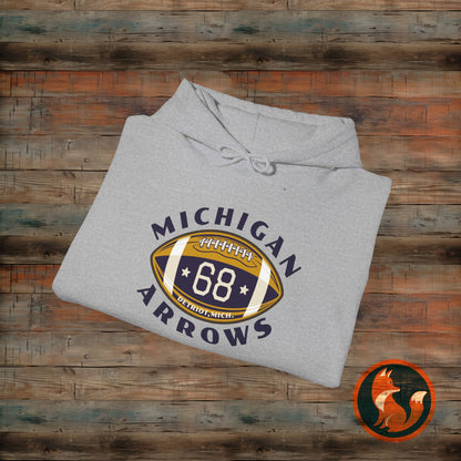 Michigan Arrows Football Hooded Sweatshirt, Unisex Hoodie, Sportswear, Athletic Gift, Casual Wear, Team Spirit Apparel