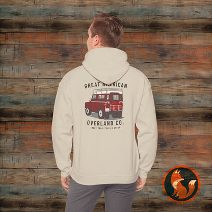Great American Overland Hoodie - Adventure Sweater for Road Trips, Travel Gift, Outdoor Activities, Vintage Style, Camping Apparel