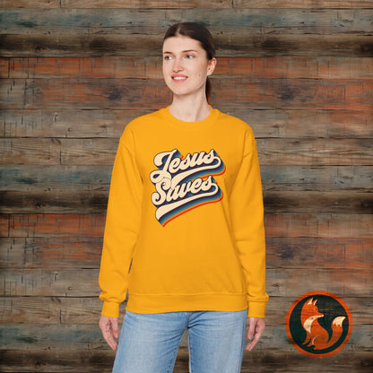 Jesus Saves Crewneck Sweatshirt | Cozy Unisex Pullover | Faith-Inspired Apparel | Perfect for Church, Gifts, Everyday Wear, Casual Style