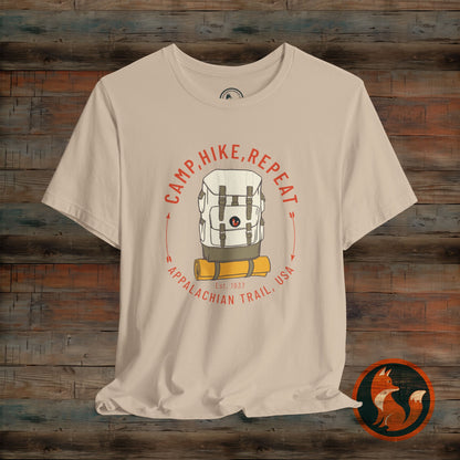 Outdoor Adventure Tee - Camp Hike Repeat, Unisex T-Shirt, Nature Lover Gift, Hiking Shirt, Summer Wardrobe Essential, Camping Apparel