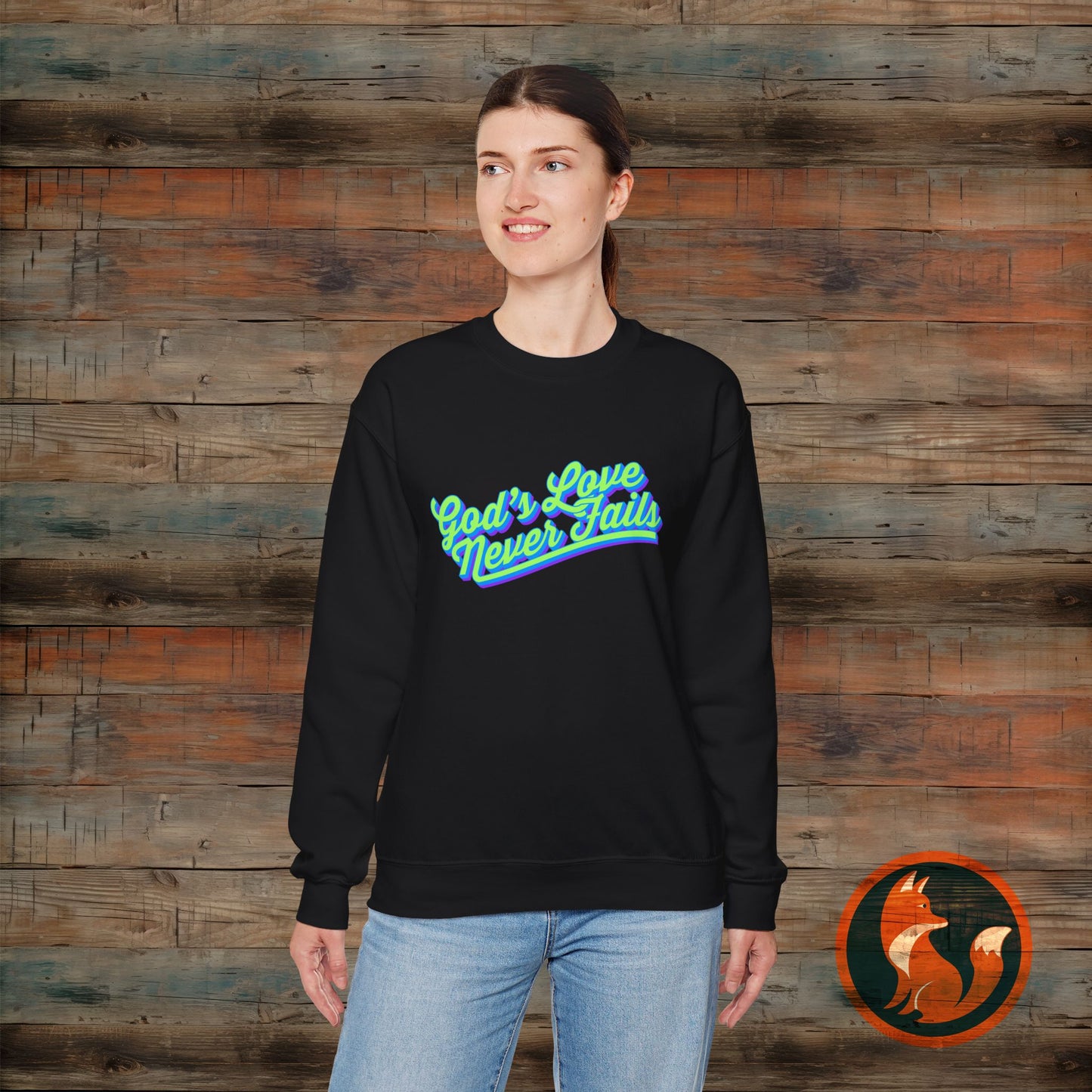 God's Love Never Fails Sweatshirt, Unisex Crewneck Sweater for Faith, Comfortable Gift for Christian Holidays, Inspirational Apparel