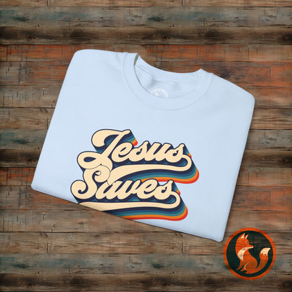 Jesus Saves Crewneck Sweatshirt | Cozy Unisex Pullover | Faith-Inspired Apparel | Perfect for Church, Gifts, Everyday Wear, Casual Style