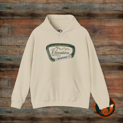 Elevation Society Hoodie, Cozy Unisex Sweatshirt for Outdoor Adventures, Perfect for Friends, Gift for Grads, Casual Wear, Travel