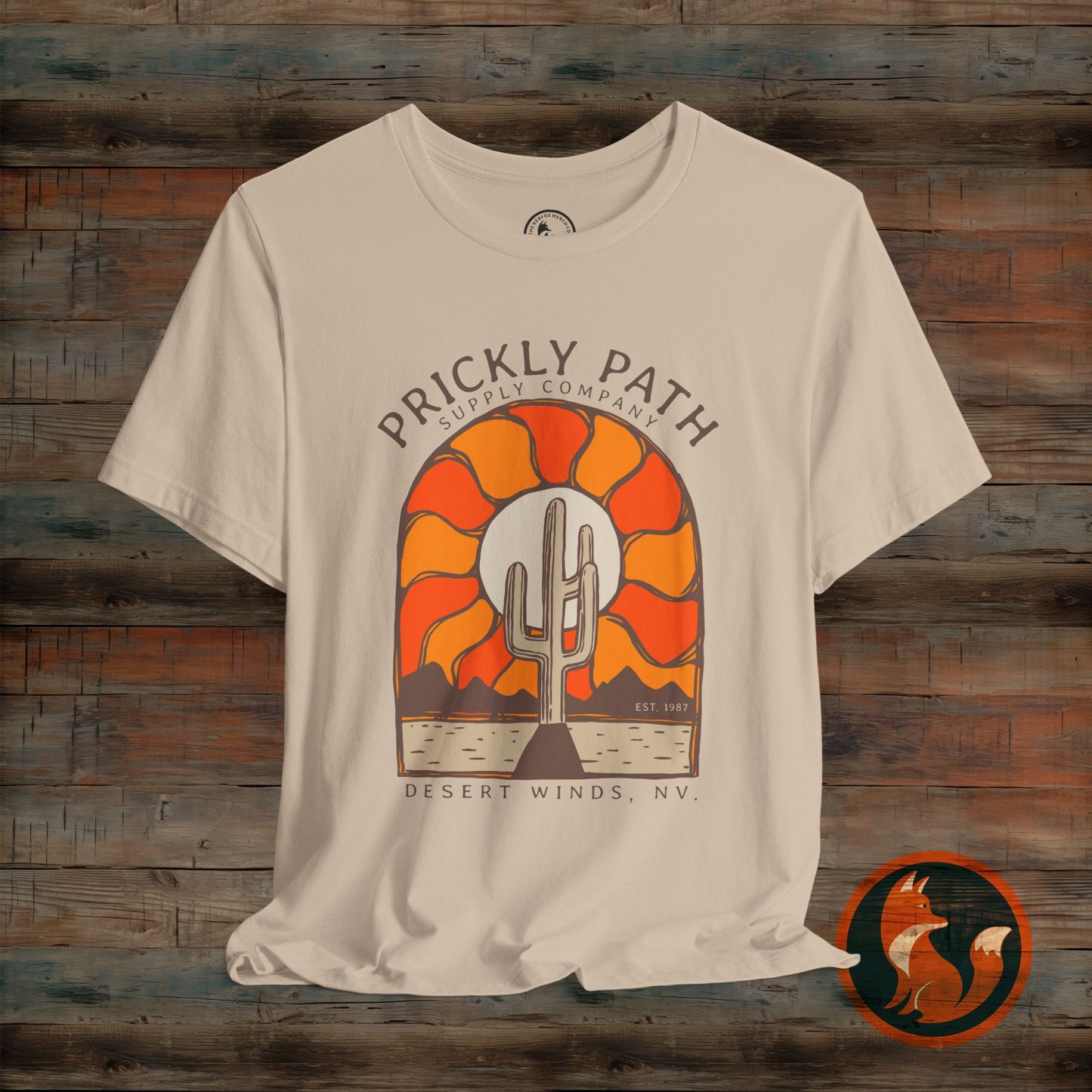 Desert Sunset T-Shirt, Prickly Path Tee, Unisex Graphic Shirt, Outdoor Adventure Apparel, Casual Summer Style