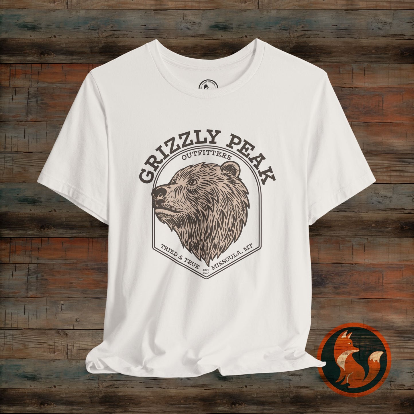 Grizzly Peak Unisex Short Sleeve Tee - Nature Lover's Graphic T-Shirt - Outdoor Adventure, Camping, Hiking Gift, Funny Wildlife Tee