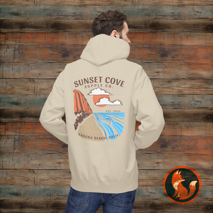 Laguna Beach Sunset Hoodie, Cozy Beachwear, Gift for Him/Her, Summer Apparel, Trendy Fleece